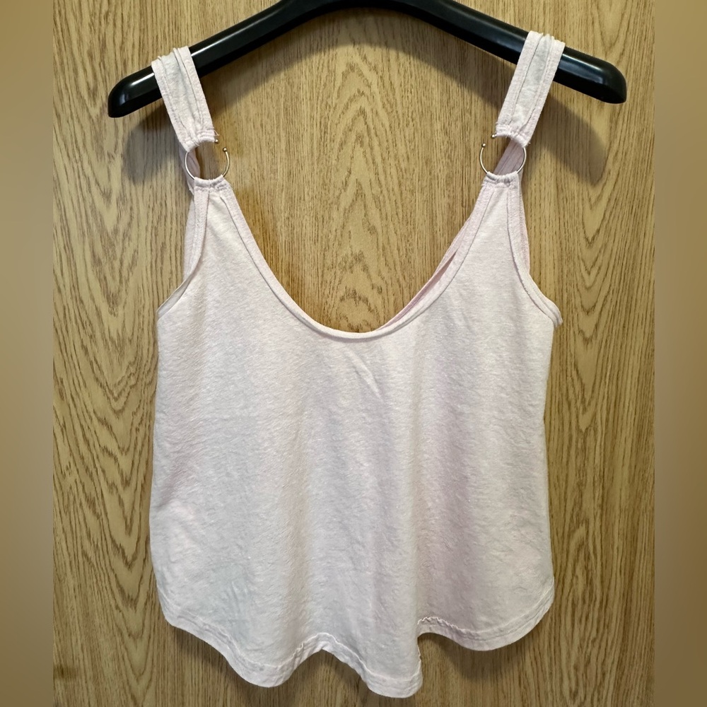 Free People Carly Baby Pink O Ring Tank Top Crop Sleeveless Flowy Tank Women’s S
